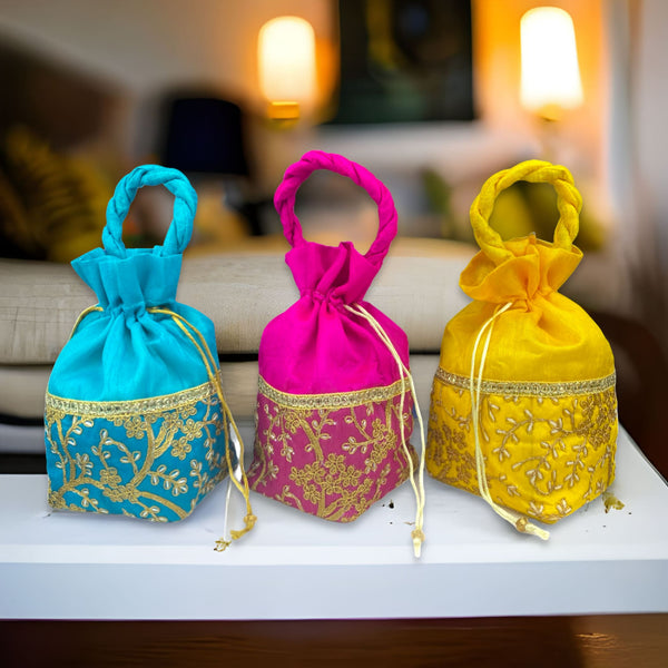 Return Gift combo - Beautiful Potli bags with Bangle Box, Bangles ,Kum –  Party Panther